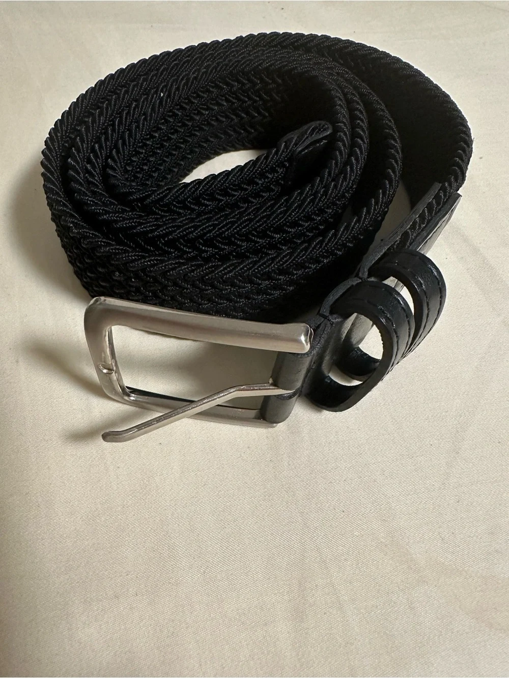 Dockers Black Braided Stretch Belt Silver Buckle Size L(38-40)